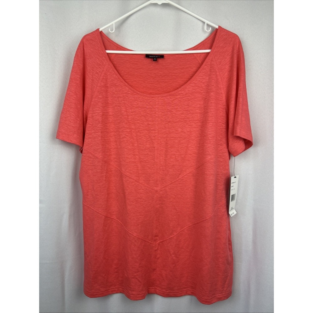 Lafayette 148 New York Linen T-Shirt Dragonfruit Pink Size XL NWT Quiet Luxury